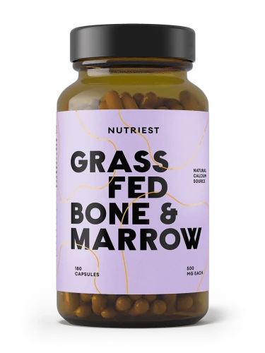 Liofilizowany Szpik Kostny i Kości Wołowe od Bydła Karmionego Trawą, Grass Fed Bone & Marrow, Nutriest 180 kapsułek 